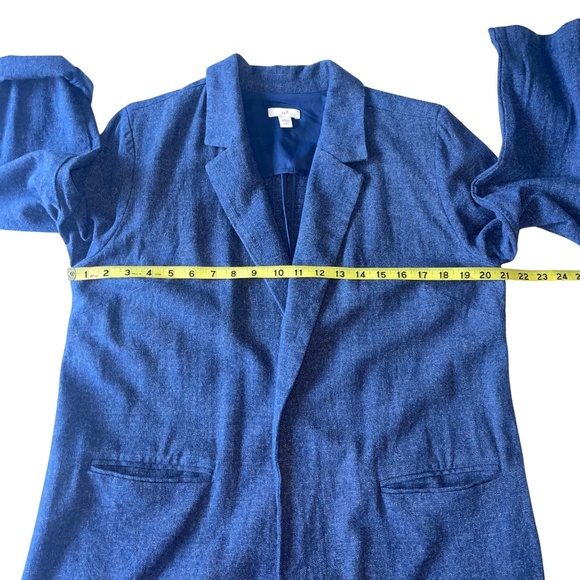 J. Jill Open Front Long Drape Blazer/Chambray Denim Like Business Casual Sz M - Picture 9 of 14
